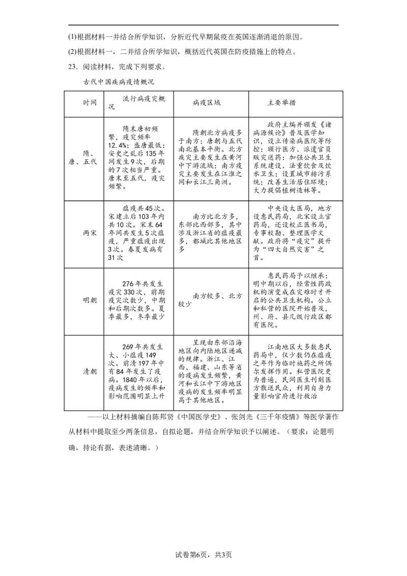 经济类热点--防疫抗疫-2023-2024学年高三历史二轮（专题训练）原卷版_07高考历史_2024年新高考资料_2.2024二轮复习_2024届高三历史统编版二轮复习专项训练