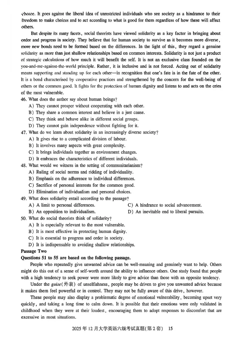 2025年12月六级三套真题带答案解析_最新更新，视频都在这_2026，6月六级速转存易和谐_讲义_就这样过英语六级真题+模拟