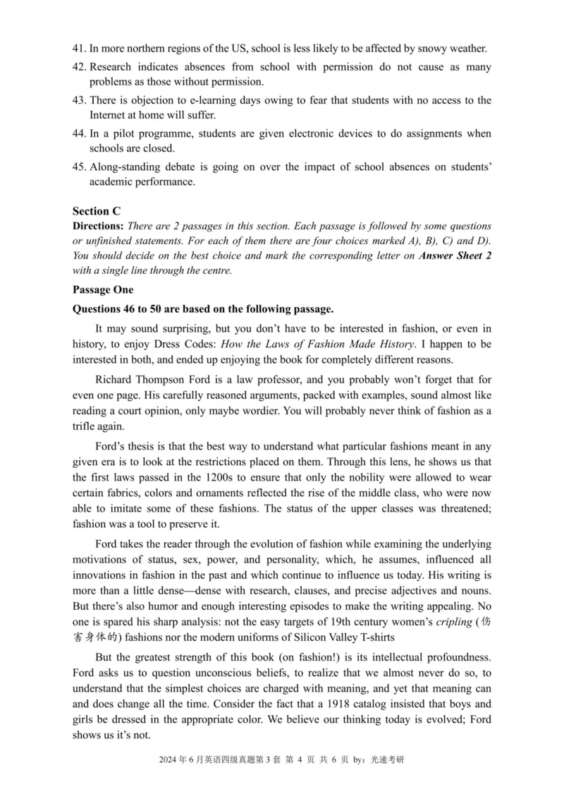 2024.06四级真题全3套(带书签)_02.四六级真题+模拟题（0128）_四级真题+音频+解析(0128)_03.2016&mdash;2025年新题型_2024年06月四级
