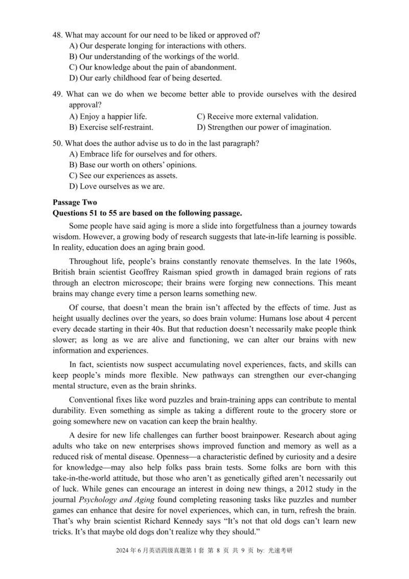 2024.06四级真题全3套(带书签)_02.四六级真题+模拟题（0128）_四级真题+音频+解析(0128)_03.2016&mdash;2025年新题型_2024年06月四级