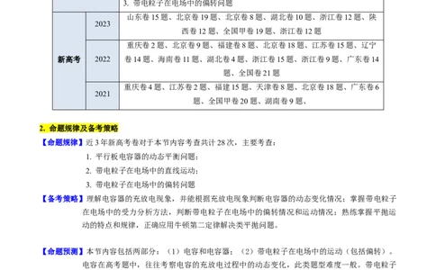 考点36电容器和带电粒子在电场中的运动（核心考点精讲+分层精练）（原卷版）_04高考物理_新高考复习资料_2024新高考复习资料_一轮复习资料