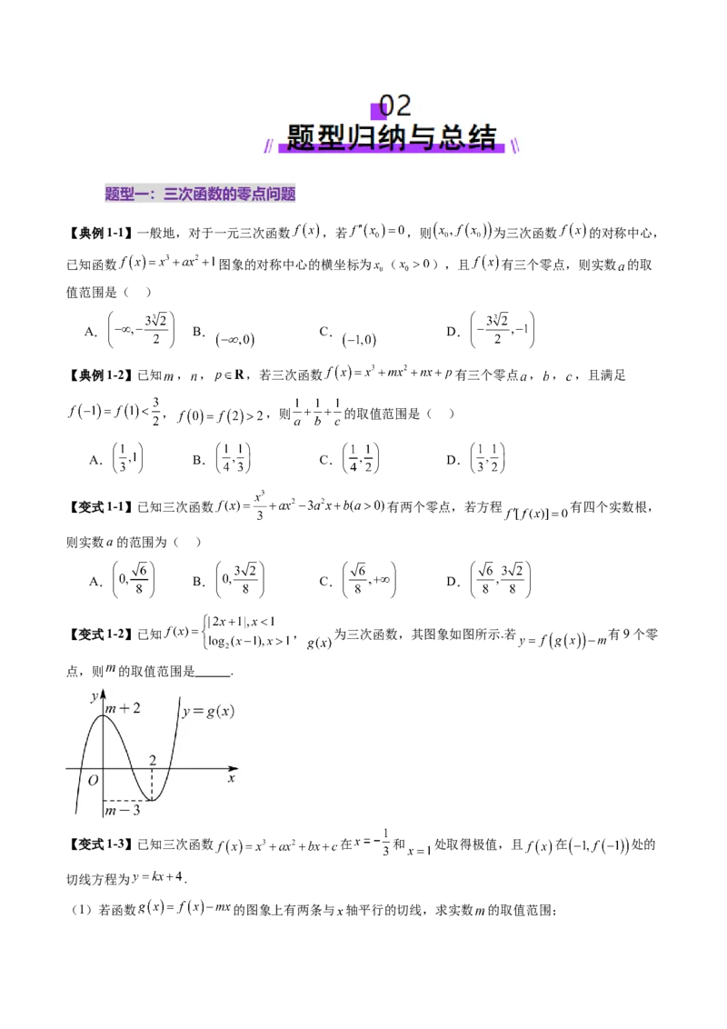 重难点突破03三次函数的图象和性质（八大题型）（原卷版）_02高考数学_新高考复习资料_2025年新高考复习_2025年高考数学一轮复习讲练测（新教材新高考，含2024高考真题）