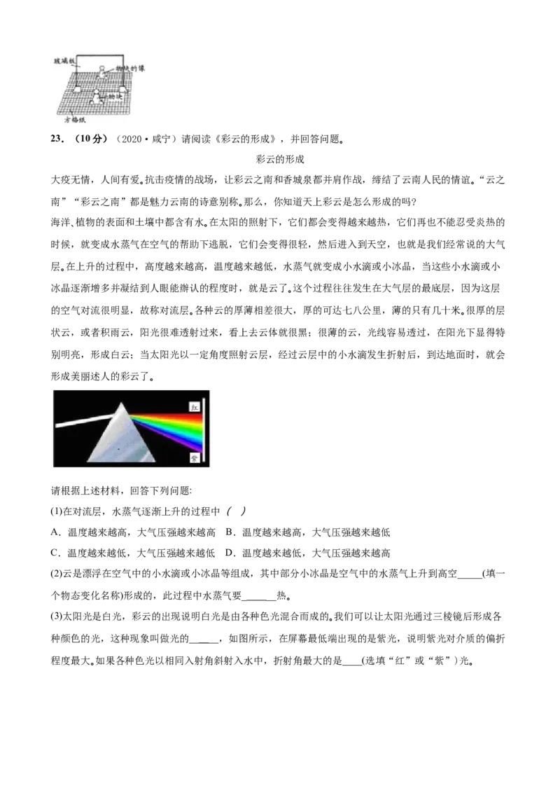 第03章光现象单元测试卷（A卷基础篇）（原卷版）_8上-初中物理苏科版(4)_赠送：旧版资料（和新版好多一样，仍具有很大参考价值）_04试卷_单元测试_单元测试AB