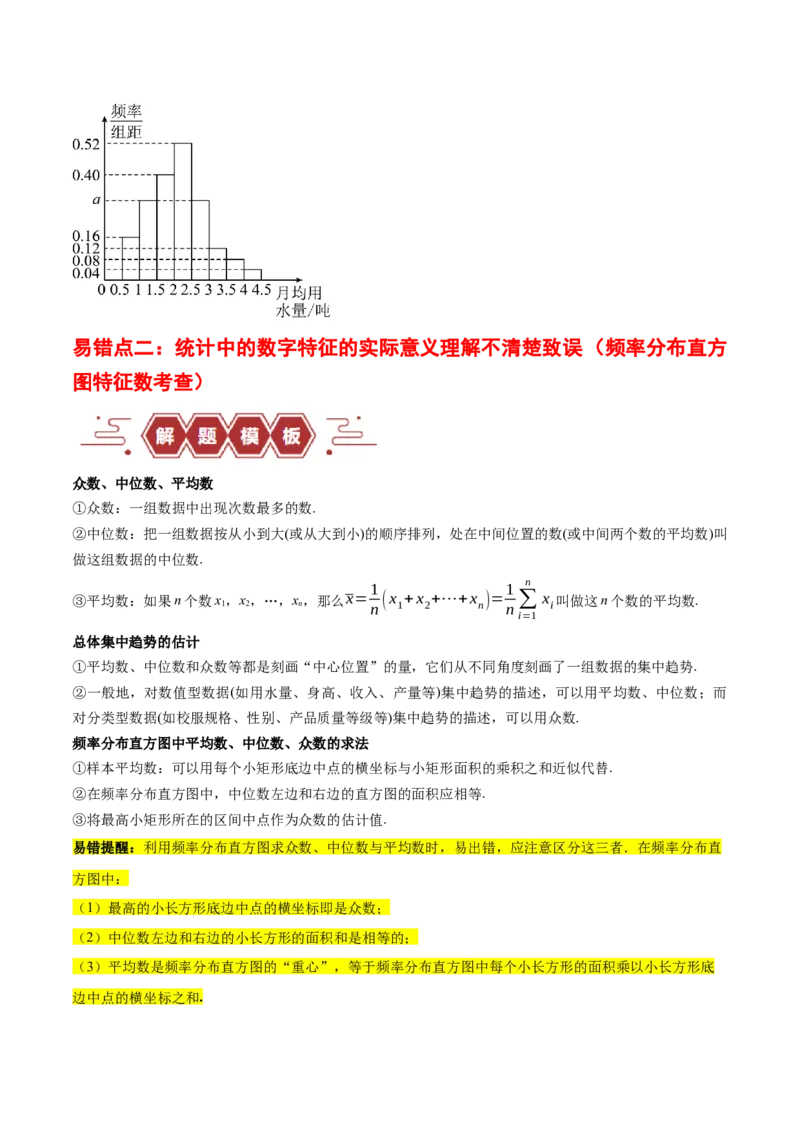 专题13统计（5大易错点分析+解题模板+举一反三+易错题通关）-备战2024年高考数学考试易错题（新高考专用）（原卷版）_新高考复习资料_2024年新高考资料_专项复习资料