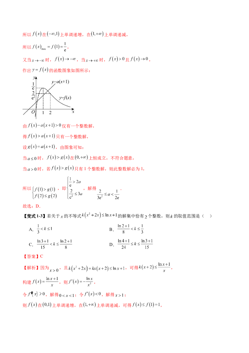 重难点突破08利用导数解决一类整数问题（四大题型）（解析版）_02高考数学_新高考复习资料_2025年新高考复习_2025年高考数学一轮复习讲练测（新教材新高考，含2024高考真题）