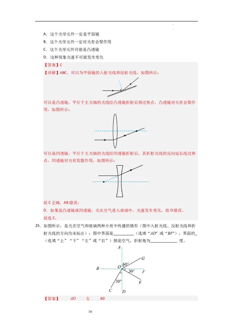 2.4光的反射（专题训练）十一大题型（解析版）_8上-初中物理苏科版(4)_03讲义