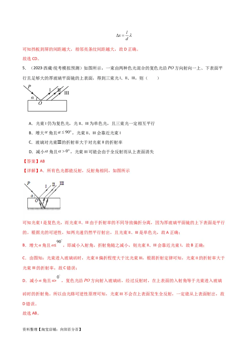 考点巩固卷78光学相关概念的定律的理解和应用（反射、折射、干涉、衍射）（解析版）_04高考物理_新高考复习资料_2024新高考复习资料_一轮复习资料_考点巩固卷_热学、光学、近代物理