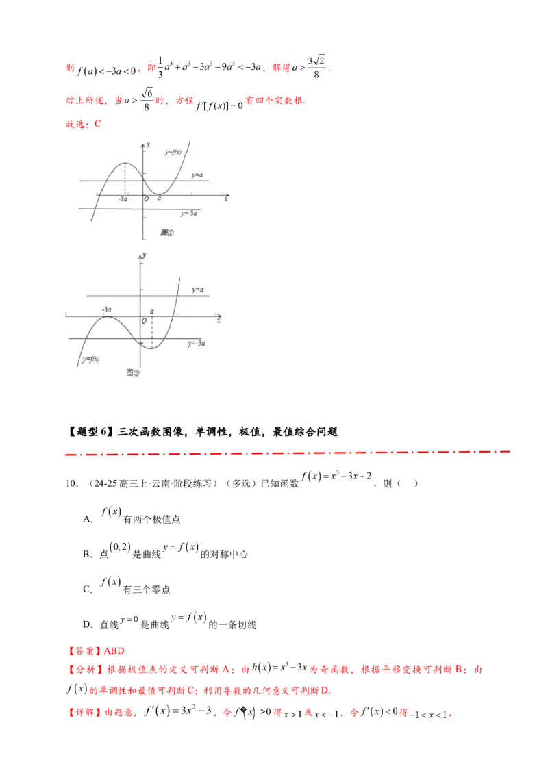 重难点专题2-2三次函数图像与性质10类题型（解析版）-2025届高考数学热点题型归纳与重难点突（新高考专用）_2025年新高考资料_二轮复习
