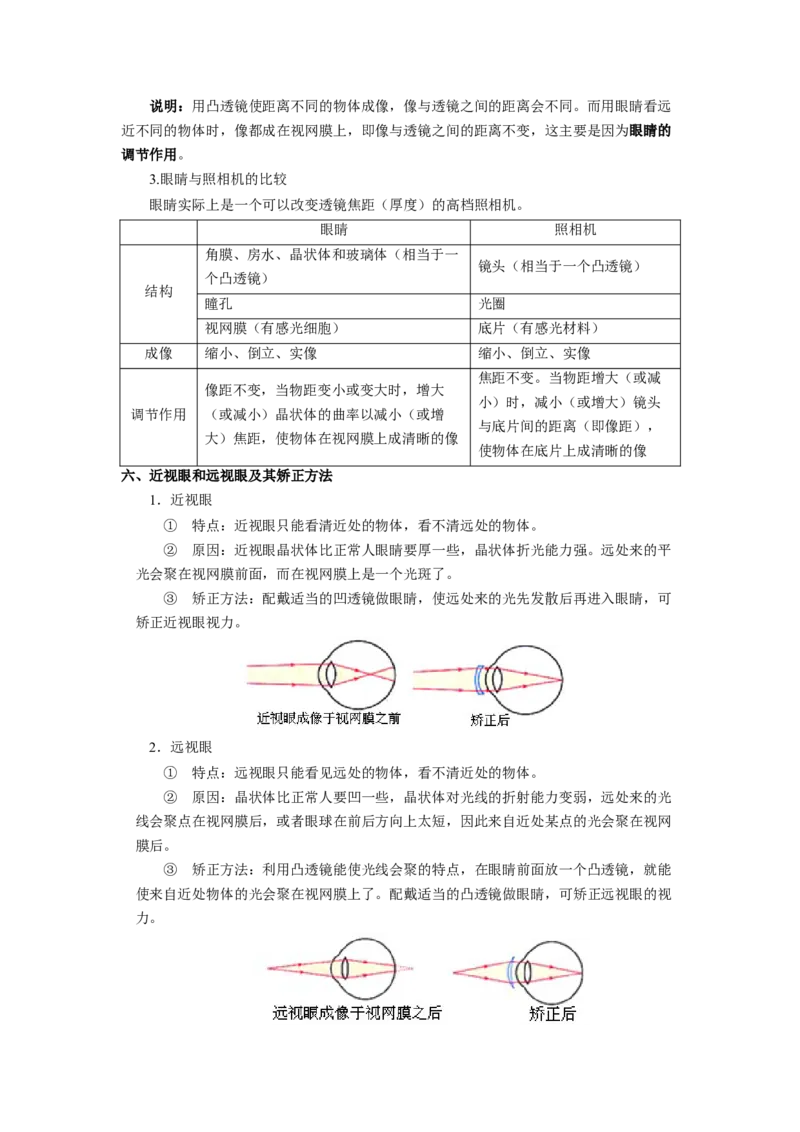 4.4照相机与眼球视力的矫正(原卷版)_8上-初中物理苏科版(4)_赠送：旧版资料（和新版好多一样，仍具有很大参考价值）_03讲义_4.4照相机与眼球视力的矫正