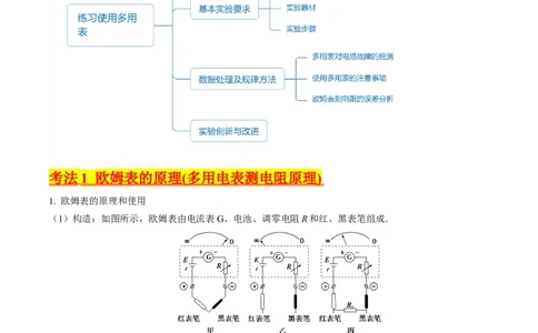 考点44实验十一练习使用多用电表-（核心考点精讲+分层精练）原卷版_04高考物理_新高考复习资料_2024新高考复习资料_一轮复习资料