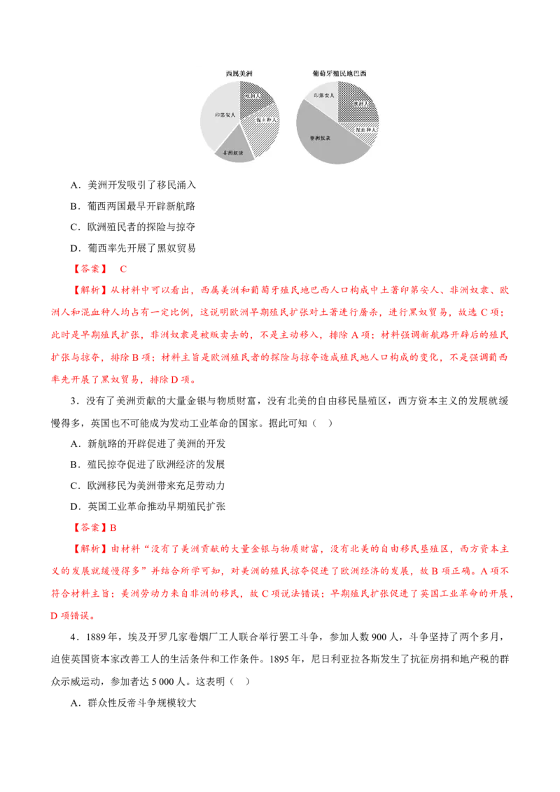 课时28资本主义世界殖民体系的形成和亚非拉民族独立运动（解析版）-2022年高考历史一轮复习小题多维练（新高考版）_07高考历史_新高考复习资料_2022年新高考复习资料