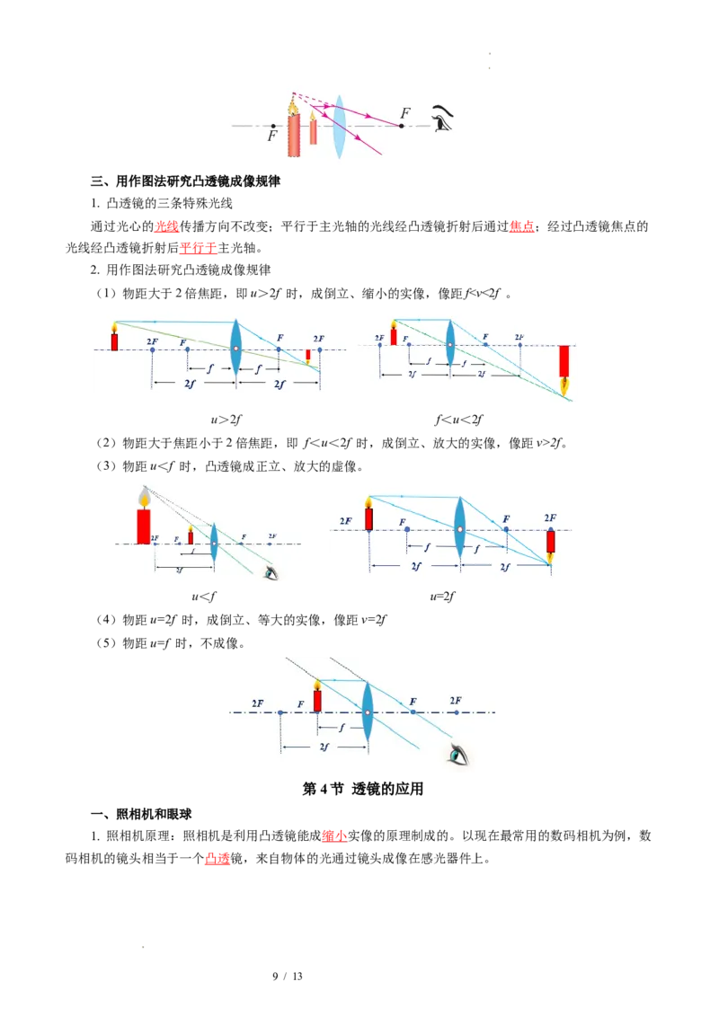 第三章光的折射透镜（知识清单）教师版_8上-初中物理苏科版(4)_06知识清单（齐全）_第2套