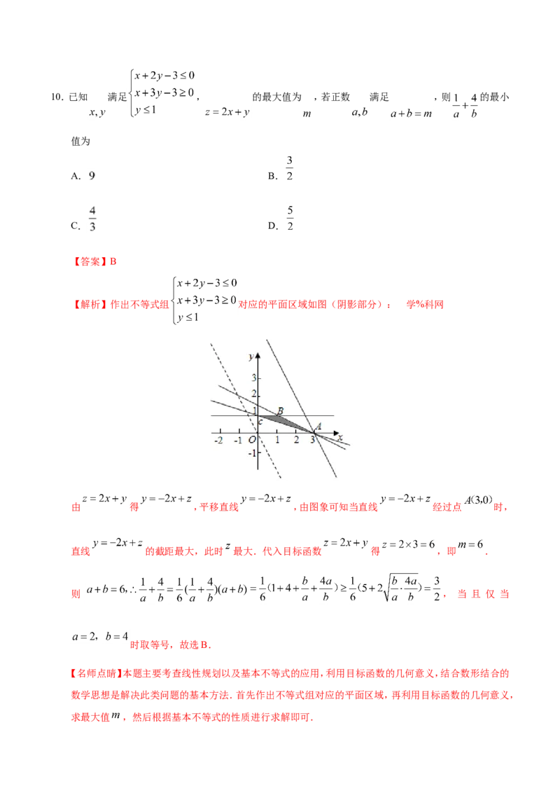 专题07不等式-备战2019年高考数学（文）之纠错笔记系列（解析版）_新高考复习资料_2022年新高考资料_2022年一轮复习各版本_1.新高考2022年高考数学一轮复习_901