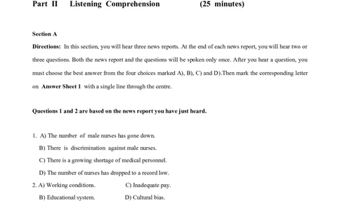 2019年12月四级真题第2套（未核对，不推荐用）_英语四六级保存避免失效_最新更新，视频都在这_2026、6月四级速转存易和谐_新大学英语2025.6月4.6级真题_※1.四级历年真题、解析及听力