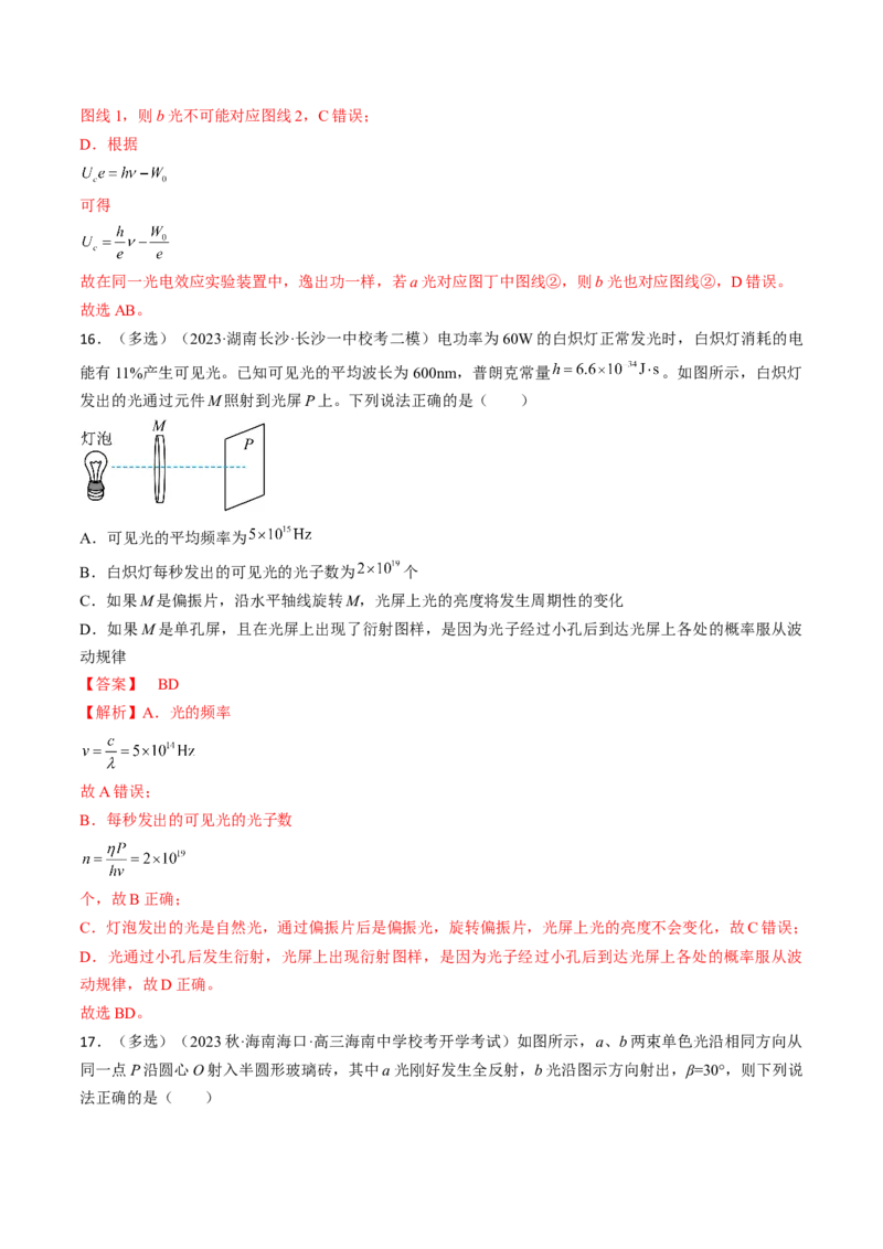 考点65光的干涉、衍射和偏振（解析版）_04高考物理_通用版（老高考）复习资料_2024年复习资料_完备战2024年高考物理一轮复习考点帮（全国通用）_答案解析版