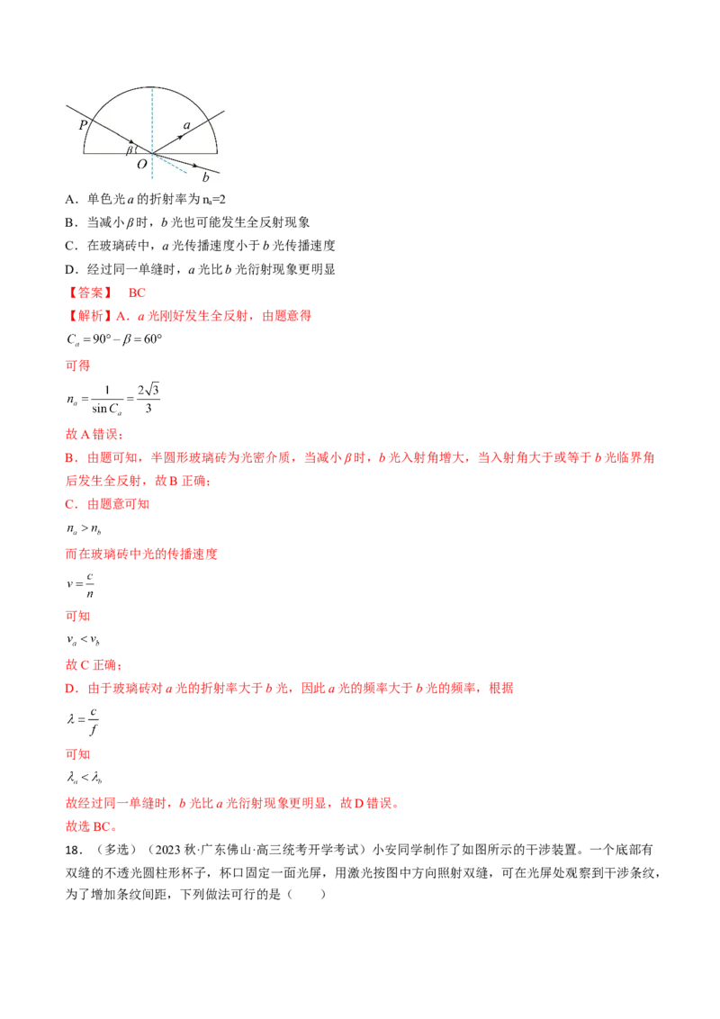 考点65光的干涉、衍射和偏振（解析版）_04高考物理_通用版（老高考）复习资料_2024年复习资料_完备战2024年高考物理一轮复习考点帮（全国通用）_答案解析版