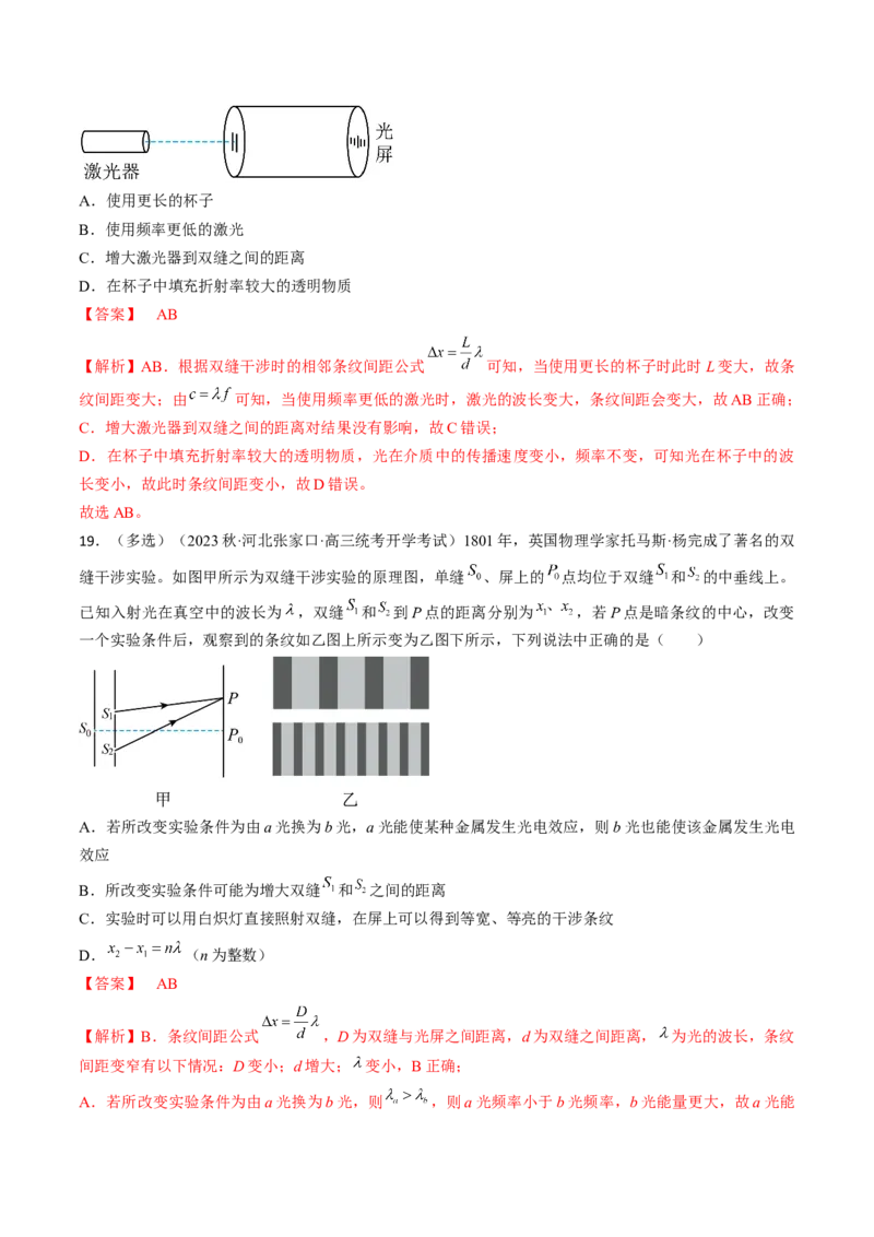考点65光的干涉、衍射和偏振（解析版）_04高考物理_通用版（老高考）复习资料_2024年复习资料_完备战2024年高考物理一轮复习考点帮（全国通用）_答案解析版