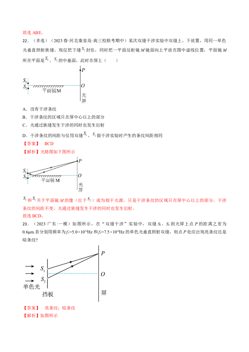 考点65光的干涉、衍射和偏振（解析版）_04高考物理_通用版（老高考）复习资料_2024年复习资料_完备战2024年高考物理一轮复习考点帮（全国通用）_答案解析版