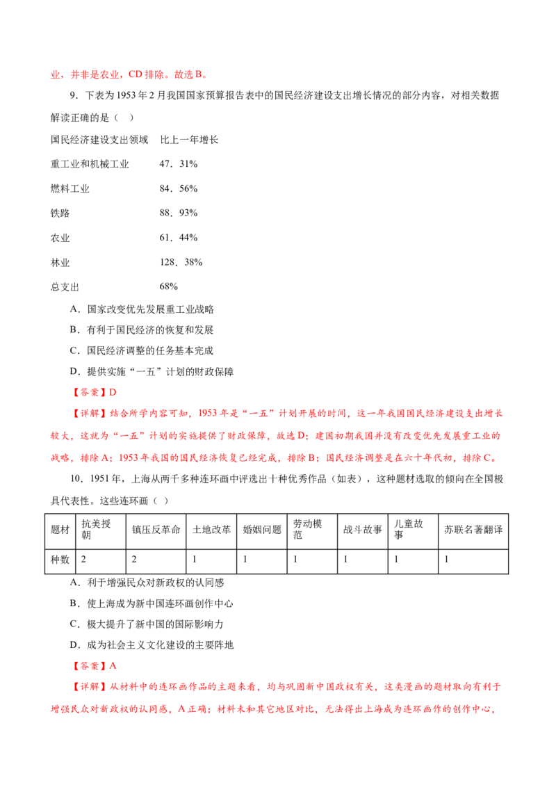 课时17中华人民共和国成立和向社会主义的过渡-2022年高考历史一轮复习小题多维练（新高考版）（解析版）_07高考历史_新高考复习资料_2022年新高考复习资料