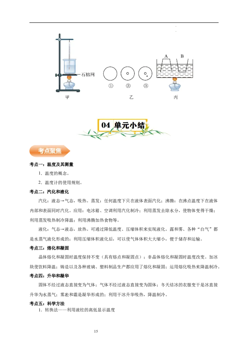 第四章物态变化速记清单（原卷版）_8上-初中物理苏科版(4)_06知识清单（齐全）_第1套