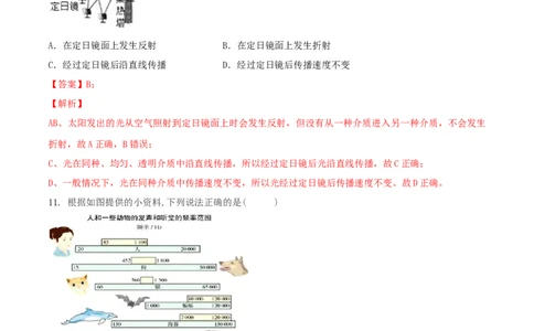 八年级物理上册期中测试卷（A卷基础篇）（解析版）_8上-初中物理苏科版(4)_赠送：旧版资料（和新版好多一样，仍具有很大参考价值）_04试卷_期中试卷