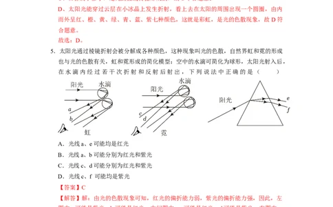 2.1光的色彩（专题训练）七大题型（解析版）_8上-初中物理苏科版(4)_03讲义