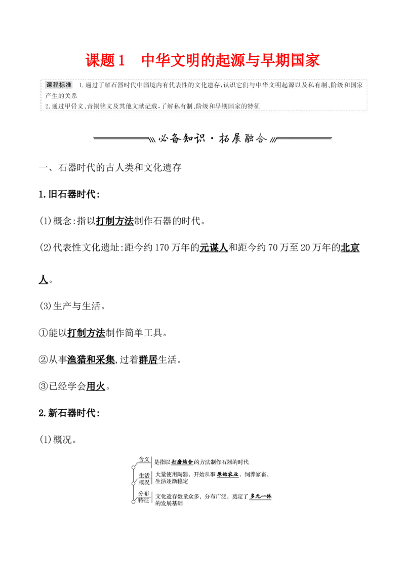 课题1中华文明的起源与早期国家教案_07高考历史_新高考复习资料_2022年新高考复习资料_2022届一轮复习讲练结合7.11更新_系列1_课题1中华文明的起源与早期国家