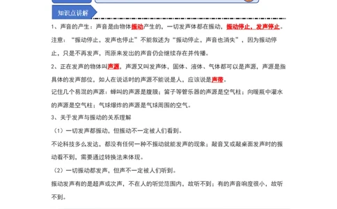 1.1声音是什么（知识解读）（解析版）_8上-初中物理苏科版(4)_03讲义