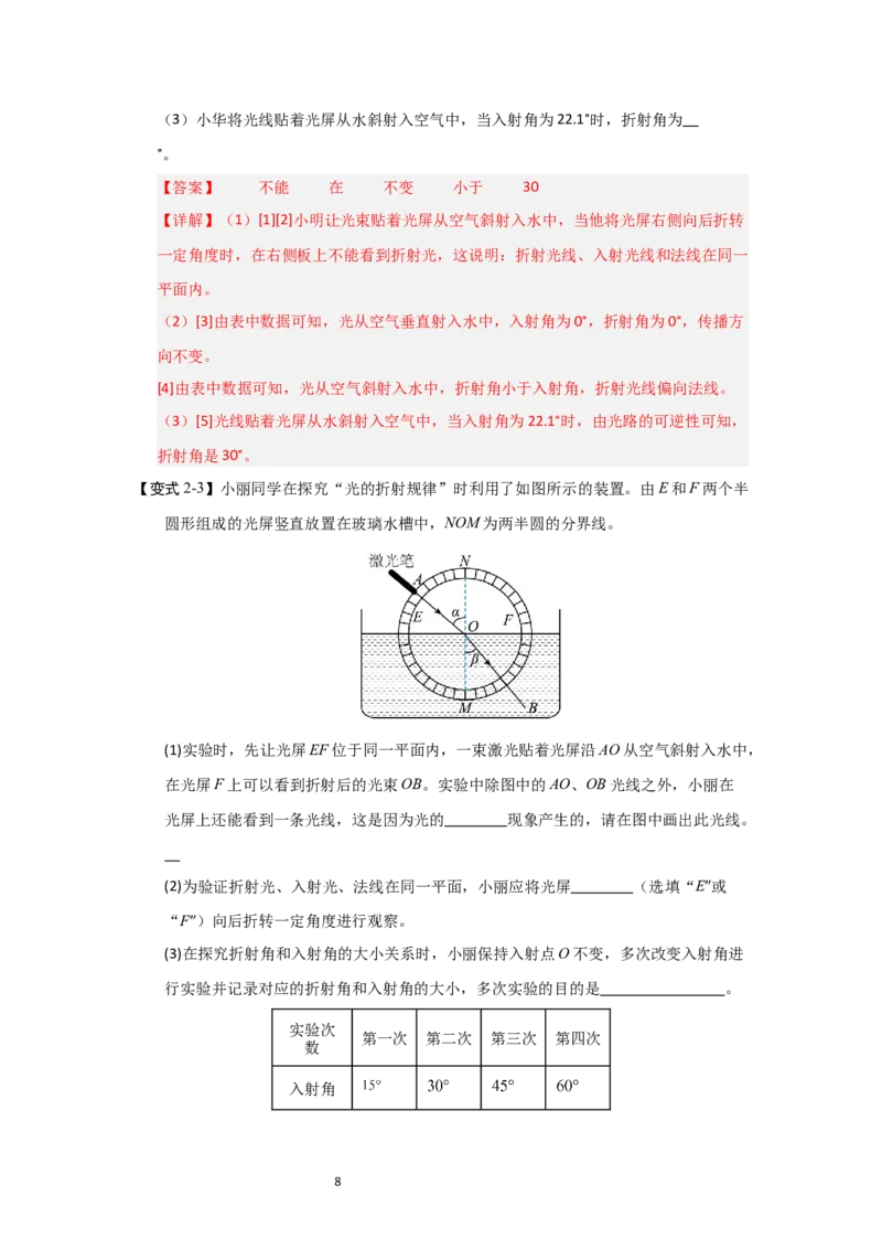 3.1光的折射（知识解读）（解析版）_8上-初中物理苏科版(4)_03讲义