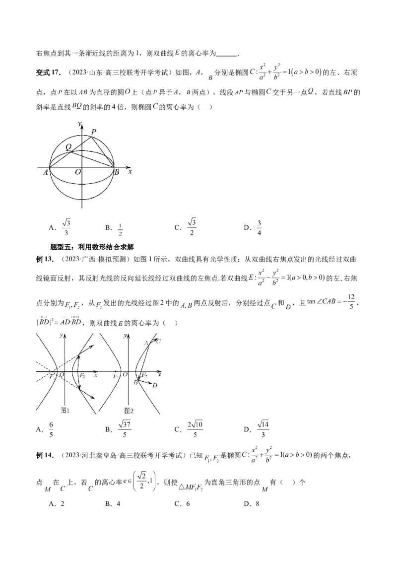 重难点突破04轻松搞定圆锥曲线离心率十九大模型（十九大题型）（原卷版）_02高考数学_新高考复习资料_2024年新高考资料_一轮复习资料_❤有更新第八章平面解析几何