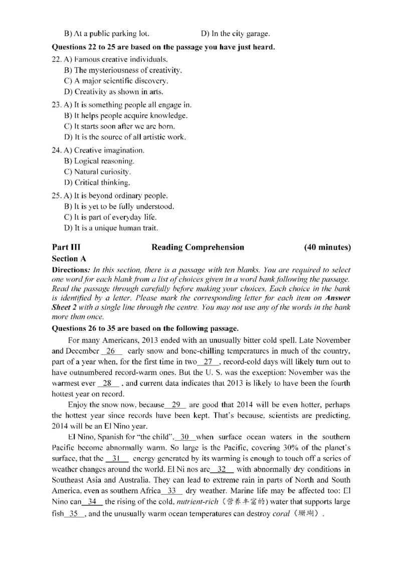 2015年12月四级真题第3套可复制可搜索_英语四六级保存避免失效_最新更新，视频都在这_2026，6月六级速转存易和谐_0、2025年12月六级_00.学丞六级全程班刘晓燕_00讲义资料_真题PDF