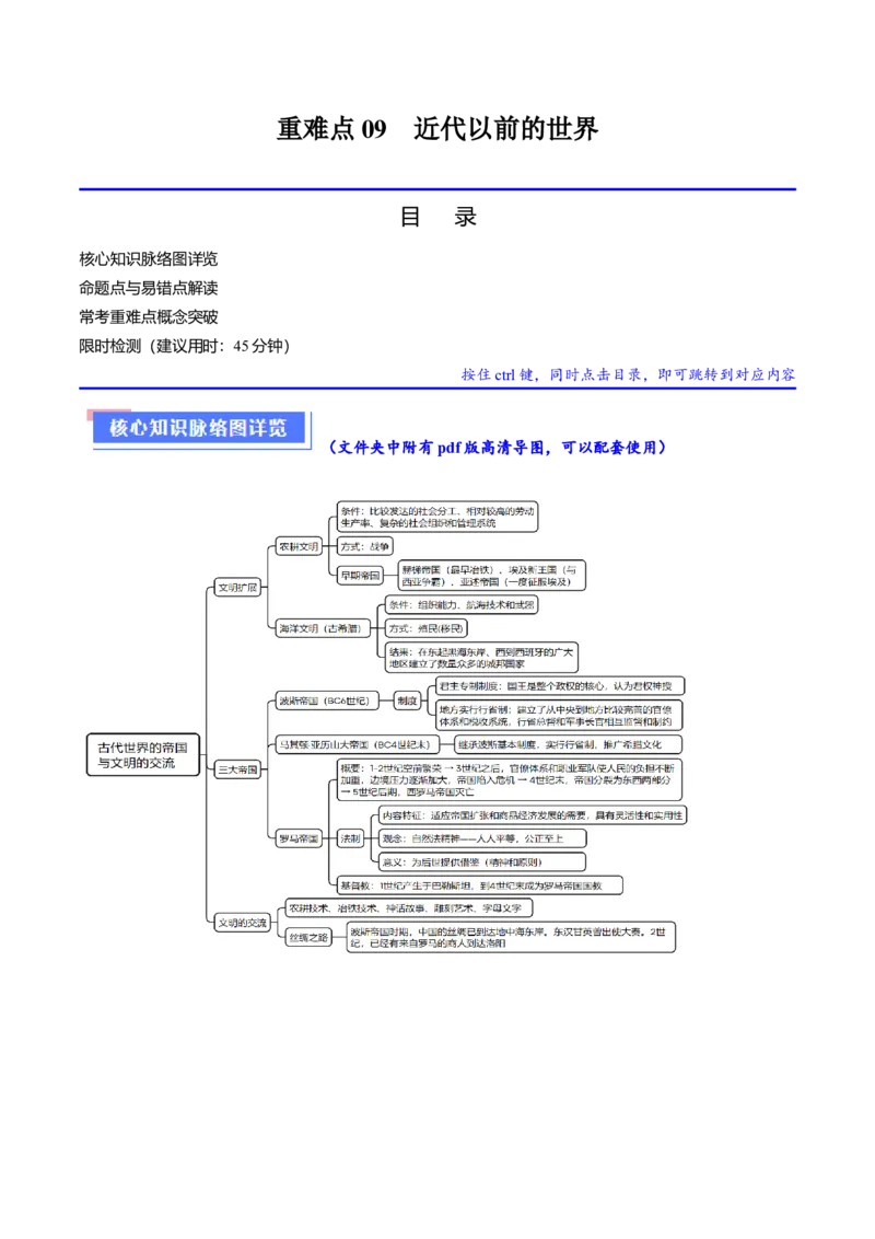 重难点09近代以前的世界（解析版）_07高考历史_2024年新高考资料_3.2024专项复习_2024年高考历史热点&middot;重点&middot;难点专练（新高考专用）