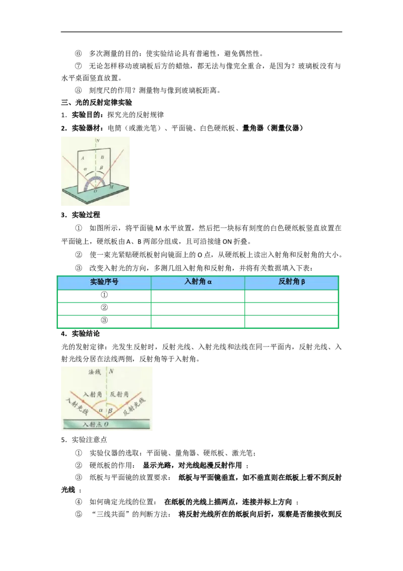 3.6光现象实验专题(原卷版)_8上-初中物理苏科版(4)_赠送：旧版资料（和新版好多一样，仍具有很大参考价值）_03讲义_3.6光现象实验专题