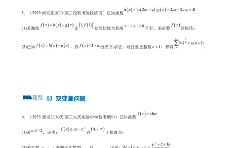 专题07函数与导数常考压轴解答题（练习）（原卷版）_新高考复习资料_2024年新高考资料_二轮复习资料_2024年高考数学二轮复习讲练测（新教材新高考）_配套练习（原卷版+解析版）