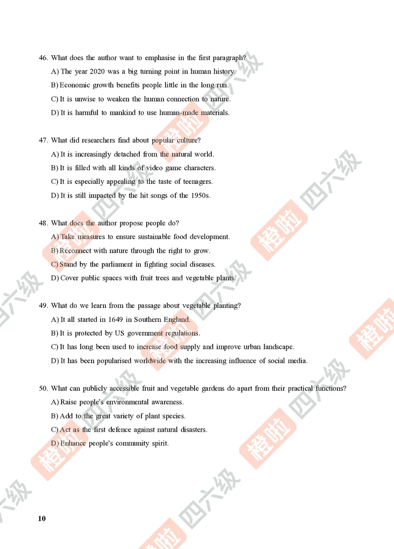 01.2024年12月四级（第一套）-试题6-12_英语四六级保存避免失效_最新更新，视频都在这_2026、6月四级速转存易和谐_0、2025年12月四级_06.橙啦四级全程班石雷鹏_00.讲义_真题_24年12月