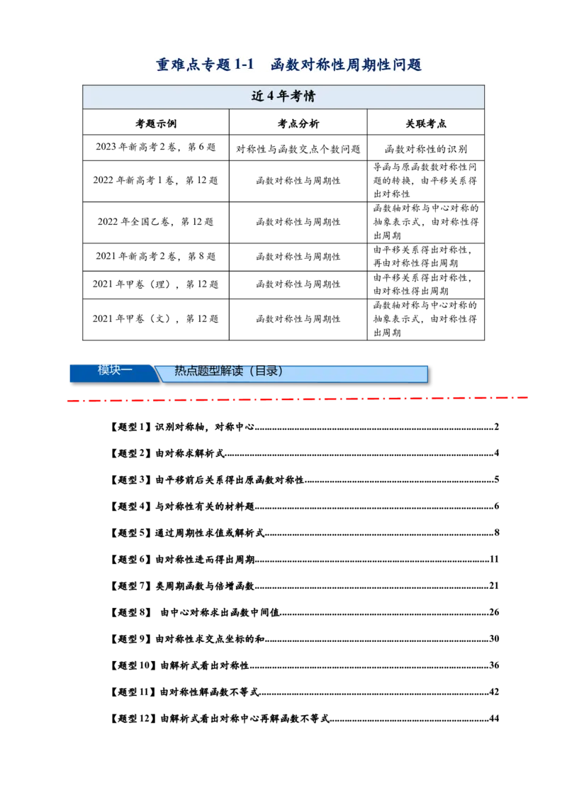 重难点专题1-1函数的对称性与周期性问题18类题型（解析版）-2025届高考数学热点题型归纳与重难点突（新高考专用）_2025年新高考资料_二轮复习