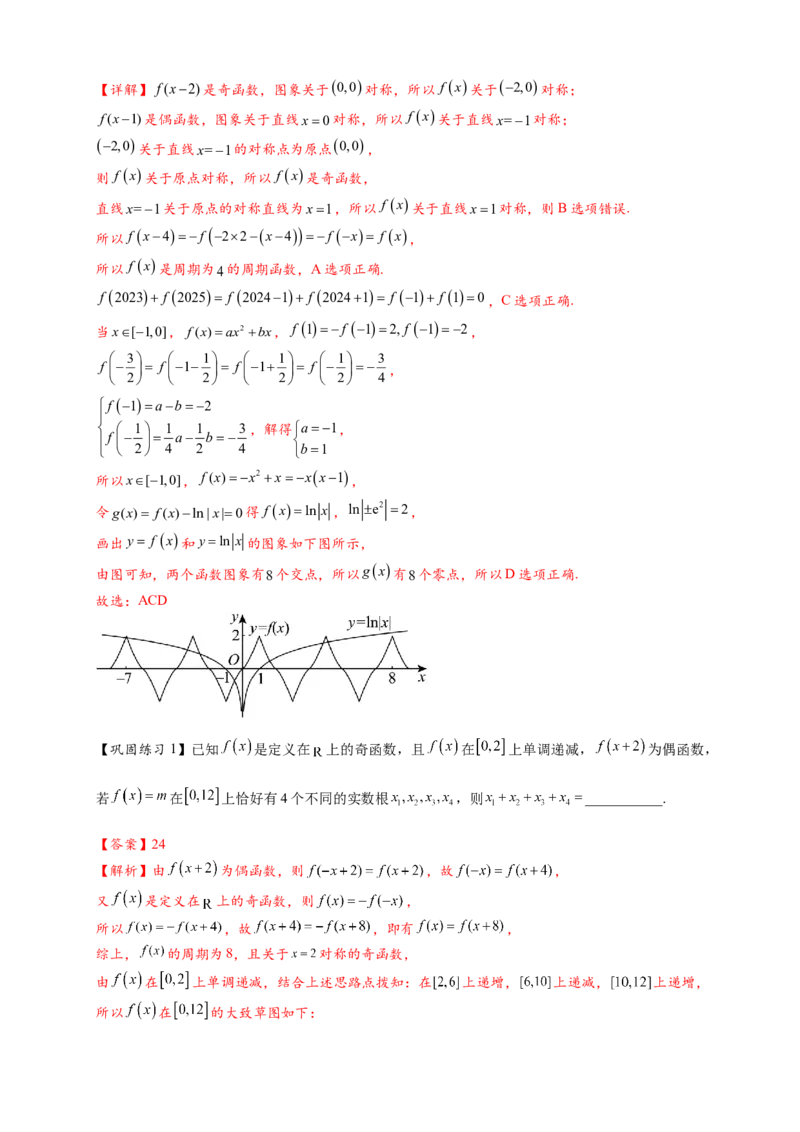 重难点专题1-1函数的对称性与周期性问题18类题型（解析版）-2025届高考数学热点题型归纳与重难点突（新高考专用）_2025年新高考资料_二轮复习