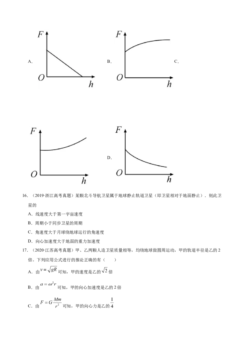 解密05万有引力与航天（原卷版）-高频考点解密2021年高考物理二轮复习讲义+分层训练_04高考物理_新高考复习资料_2021年新高考资料