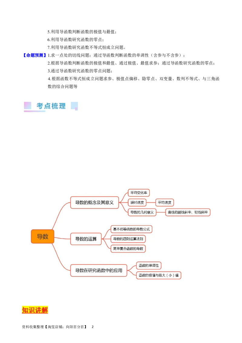 专题07导数的概念、运算及简单应用（教师版）_通用版（老高考）复习资料_2024年复习资料_完备战2024年高考数学一轮复习考点帮（全国通用）_核心考点讲练