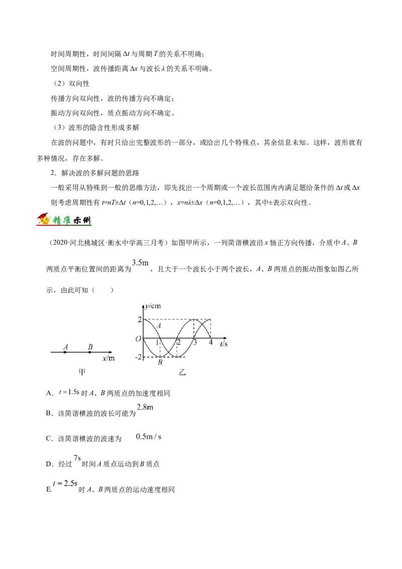 解密17机械振动与机械波（原卷版）-高频考点解密2021年高考物理二轮复习讲义+分层训练_04高考物理_新高考复习资料_2021年新高考资料