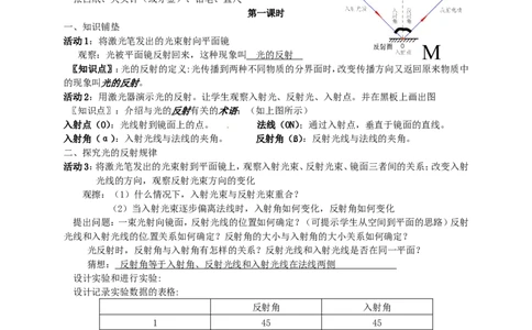 苏科初中物理八上《3.5光的反射》word教案(4)_8上-初中物理苏科版(4)_赠送：旧版资料（和新版好多一样，仍具有很大参考价值）_02教案