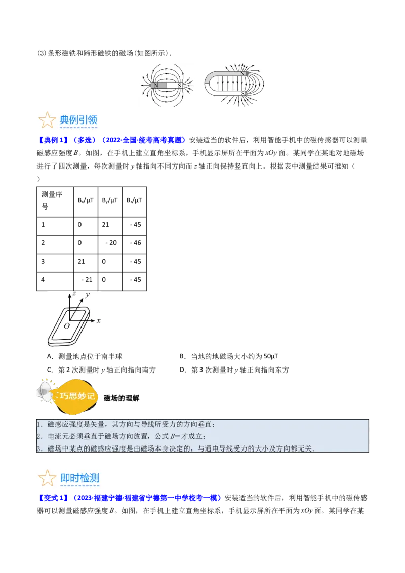 考点45磁场的描述磁场对电流的作用（核心考点精讲+分层精练）原卷版_04高考物理_新高考复习资料_2024新高考复习资料_一轮复习资料