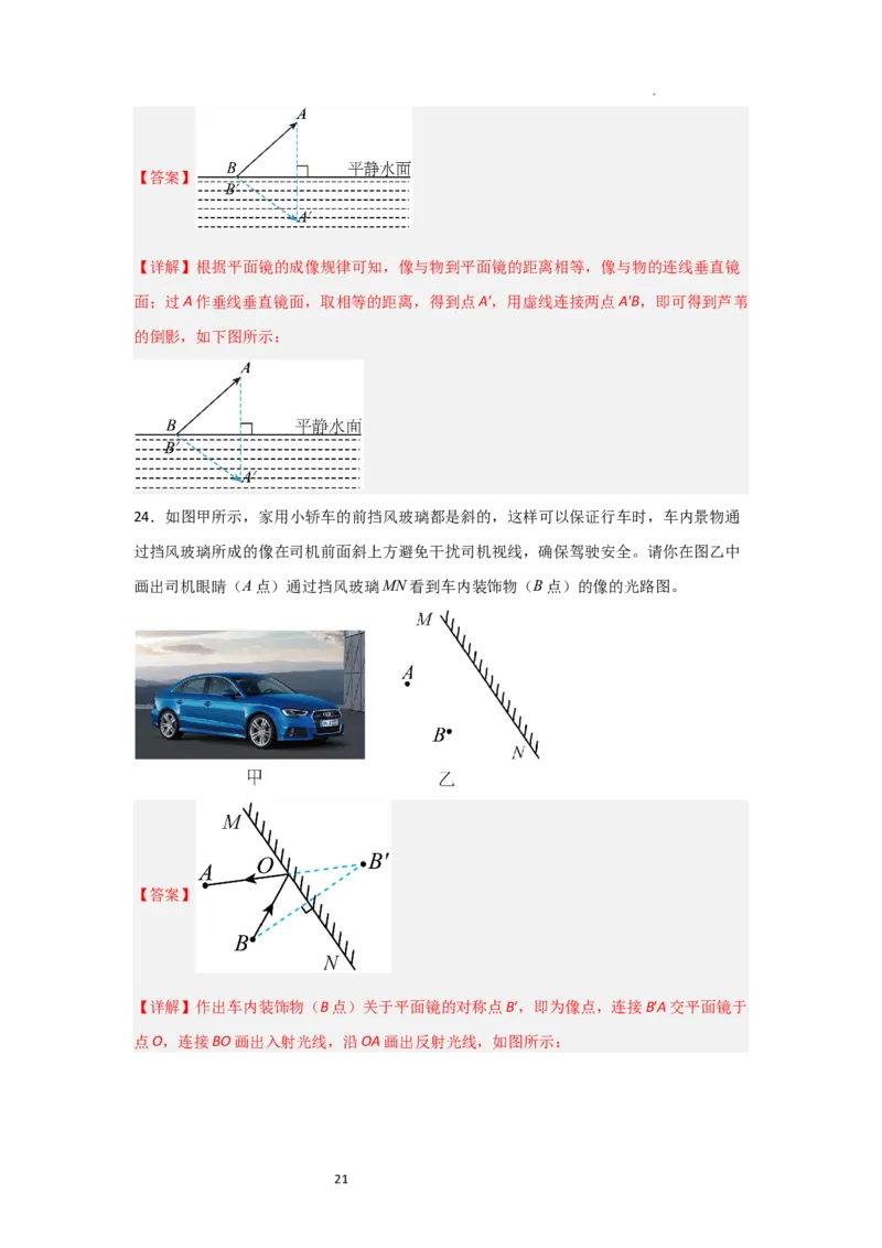 2.3平面镜（知识解读）（解析版）_8上-初中物理苏科版(4)_03讲义