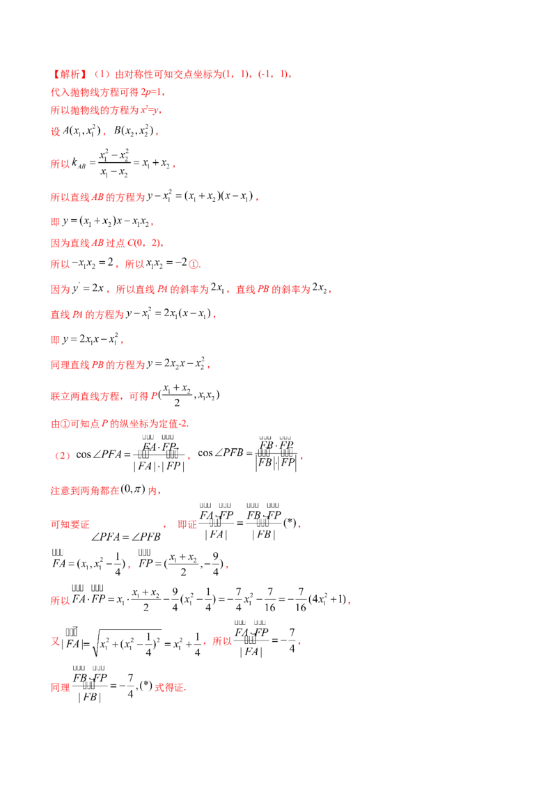 重难点突破14阿基米德三角形（七大题型）（解析版）_02高考数学_2025年新高考资料_一轮复习_2025年高考数学一轮复习讲练测（新教材新高考，含2024高考真题）_第八章平面解析几何