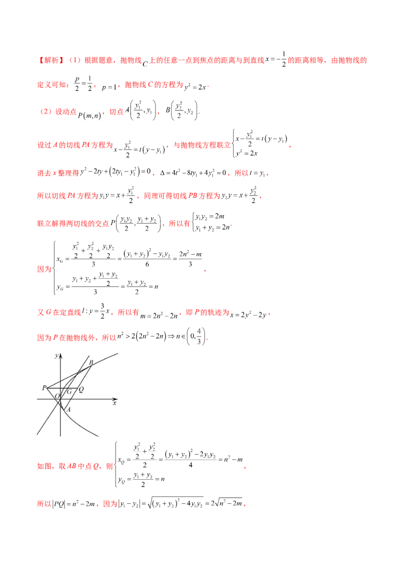 重难点突破14阿基米德三角形（七大题型）（解析版）_02高考数学_2025年新高考资料_一轮复习_2025年高考数学一轮复习讲练测（新教材新高考，含2024高考真题）_第八章平面解析几何