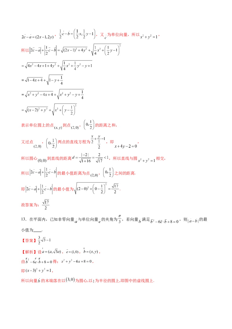 重难点突破02向量中的隐圆问题（五大题型）（解析版）_2025年新高考资料_一轮复习_2025年高考数学一轮复习讲练测（新教材新高考，含2024高考真题）_第五章平面向量与复数