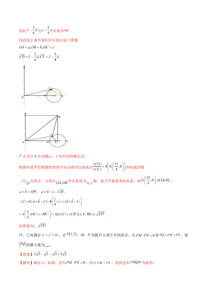 重难点突破02向量中的隐圆问题（五大题型）（解析版）_2025年新高考资料_一轮复习_2025年高考数学一轮复习讲练测（新教材新高考，含2024高考真题）_第五章平面向量与复数