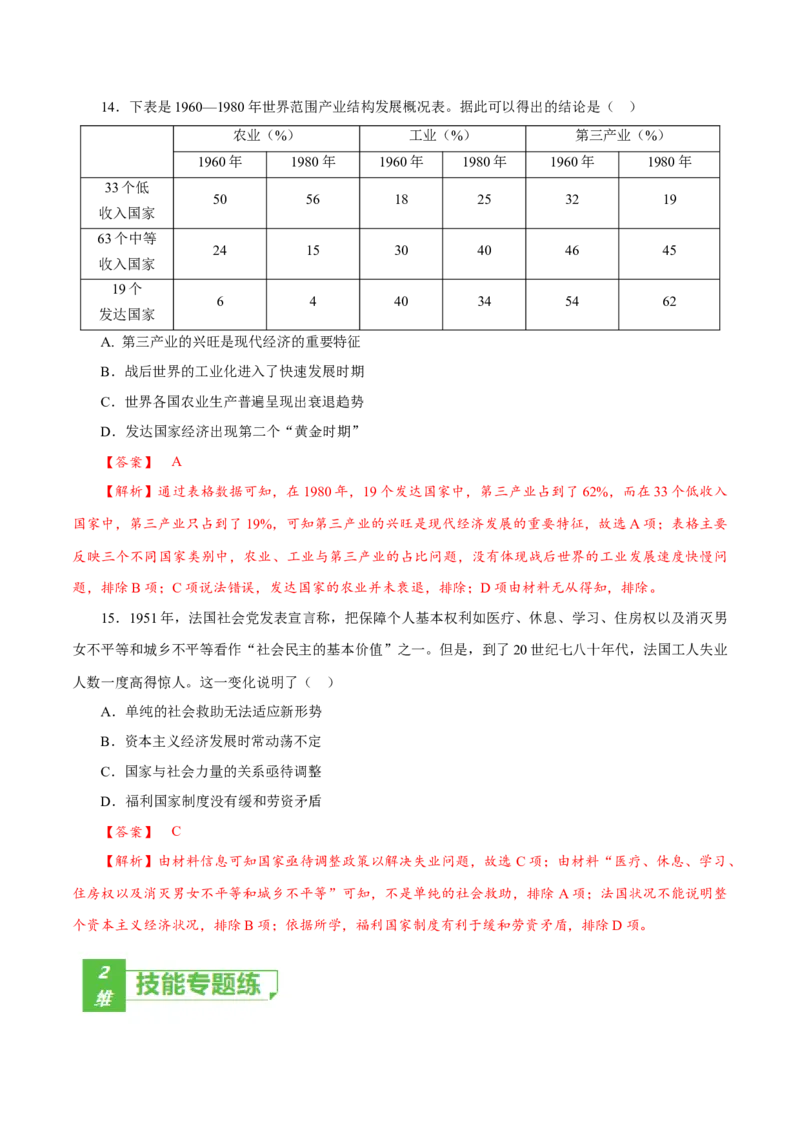 课时34资本主义国家的新变化（解析版）-2022年高考历史一轮复习小题多维练（新高考版）_07高考历史_新高考复习资料_2022年新高考复习资料