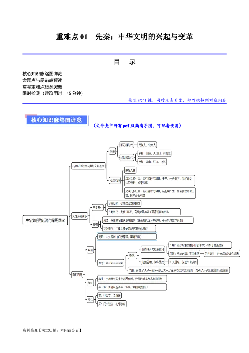 重难点01先秦：中华文明的兴起与变革（解析版）_07高考历史_新高考复习资料_2024年新高考复习资料_专项复习资料_❤2024年高考历史热点&middot;重点&middot;难点专练（新高考专用）