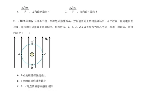 考点巩固卷65磁场的基本概念和规律的理解和应用（原卷版）_04高考物理_新高考复习资料_2024新高考复习资料_一轮复习资料_完2024年高考物理一轮复习考点通关卷（新高考通用）